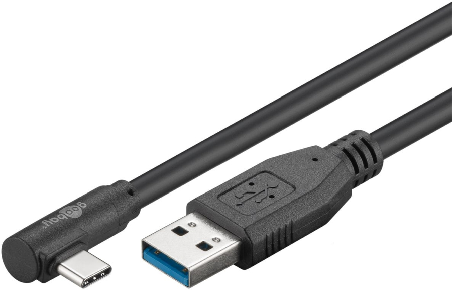 Cavo USB3.2 USB-C™ M 90° a USB tipo A M 1m Nero
